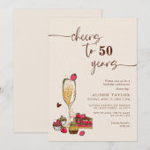 Cheers Birthday Party Gold Champagne Glass Kaart (Voorkant / Achterkant)