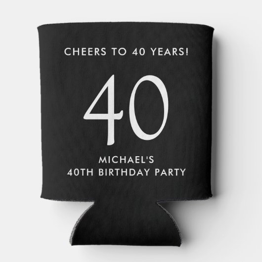 Cheers Black 40e verjaardagsfeestje Blikjeskoeler (Achterkant)