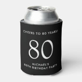 Cheers Black 80ste verjaardagsfeestje Blikjeskoeler (Blikje Voorkant)