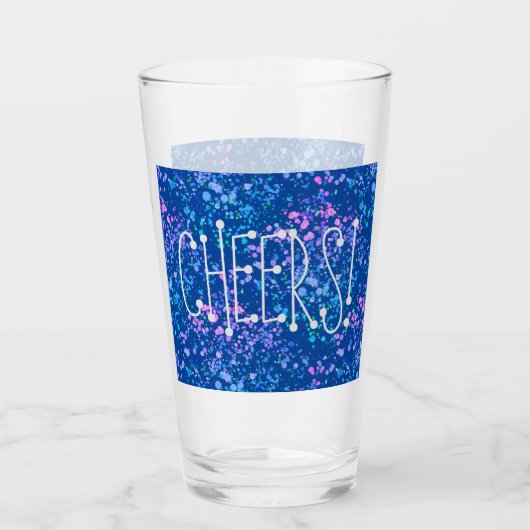Cheers! Blauw met roze, blauw Paarse platter Glas (Voorkant)