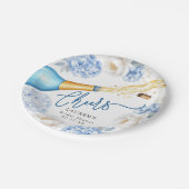 Cheers Blue Champagne Vrijgezellenfeest Papier Bor Papieren Bordje (Gekanteld)