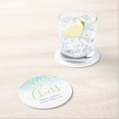 Cheers blue green modern art waterverf dabs ronde kartonnen onderzetter (Insitu)