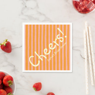 Cheers Blush Oranje Streep Bruidsuitnodiging Servet