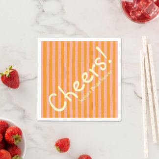 Cheers Blush Oranje Streep Bruidsuitnodiging Servet