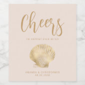 Cheers Blush Roze Goud Kust Strand Wedding Wijn Etiket (Enkel label)