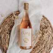 Cheers Blush Roze Goud Kust Strand Wedding Wijn Etiket