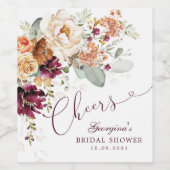 Cheers Boho Maroon Terracotta Vrijgezellenfeest Fa Wijn Etiket (Enkel label)