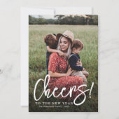 CHEERS | borstel script gelukkig nieuwjaar kaart (Voorkant)