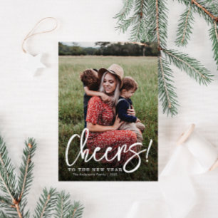 CHEERS   borstel script gelukkig nieuwjaar kaart