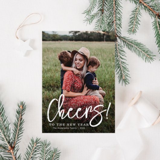 CHEERS | borstel script gelukkig nieuwjaar kaart