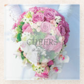 Cheers-Bridal Lace Flower editable bruiloft Glazen Onderzetter (Voorkant)