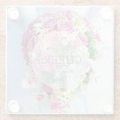 Cheers-Bridal Lace Flower editable bruiloft Glazen Onderzetter (Achterkant)