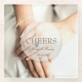 Cheers- Bride diamanten ring, geschikt voor bruilo Glazen Onderzetter (Voorkant)