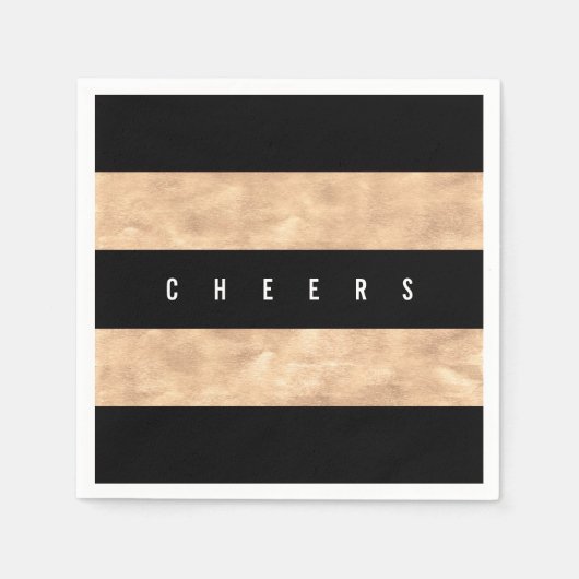 Cheers Bronze Folie Black Stripes Holiday Servetten (Voorkant)