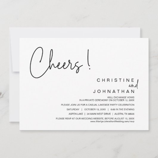 Cheers, bruiloft-elopementspartner, diner, dansen kaart (Voorkant)