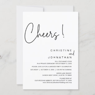 Cheers, bruiloft-elopementspartner, diner, dansen kaart