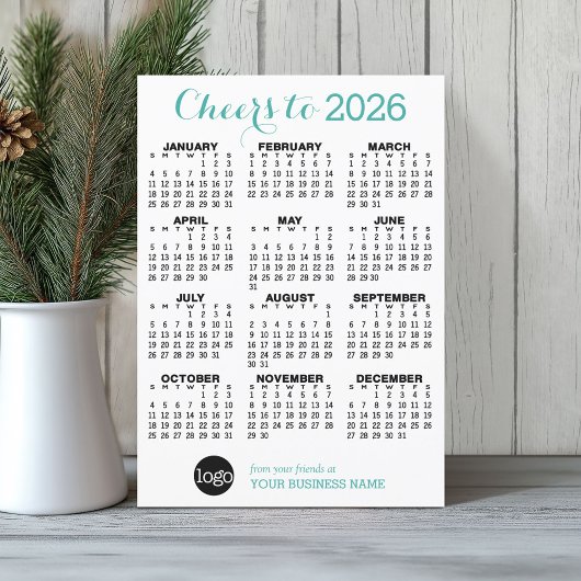 Cheers Calendar - Blauwgroen witte zakelijke Logo Feestdagenkaart