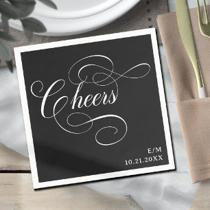 Cheers    Calligrafie Black Moody Wedding Servet