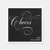 Cheers |  Calligrafie Black Moody Wedding Servet (Voorkant)
