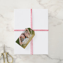 Cheers Calligrafie Script Gold Ombre Photo Holiday Cadeaulabel