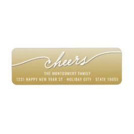 Cheers Calligraphy Gold Ombre Holiday Adres Etiket