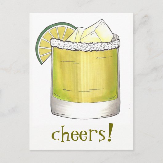 Cheers! Celebration Margarita Cocktail Lime Green Briefkaart (Voorkant)