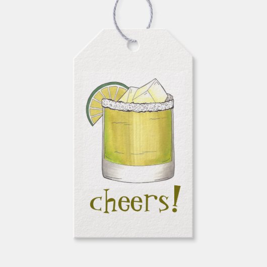 Cheers! Celebration Margarita Cocktail Lime Green Cadeaulabel (Voorkant)