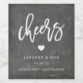 Cheers | Chalkboard Wedding Wine Labels Wijn Etiket (Enkel label)