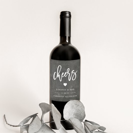 Cheers | Chalkboard Wedding Wine Labels Wijn Etiket