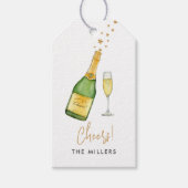 Cheers Champagne Bottle & Glass Cadeaulabel (Voorkant)