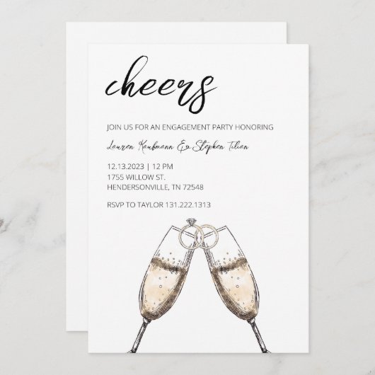 Cheers Champagne Engagement Party Kaart (Voorkant / Achterkant)