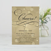 Cheers Champagne Gold Wedding Engagement Kaart (Staand voorkant)