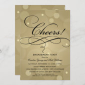 Cheers Champagne Gold Wedding Engagement Kaart (Voorkant / Achterkant)