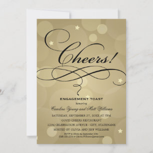 Cheers Champagne Gold Wedding Engagement Kaart