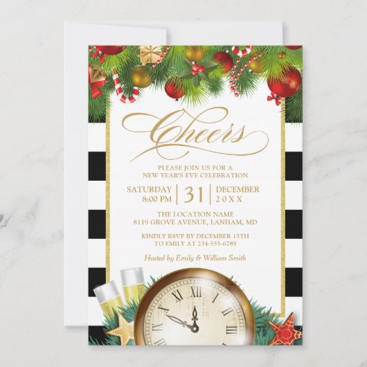 Cheers Champagne New Years Eve Countdown Party Kaart (Voorkant)