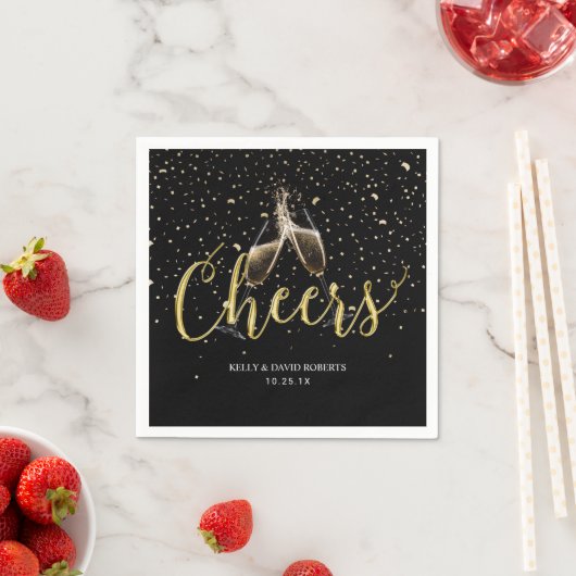 Cheers Champagne Toast Gouden Confetti Servet (Insitu)