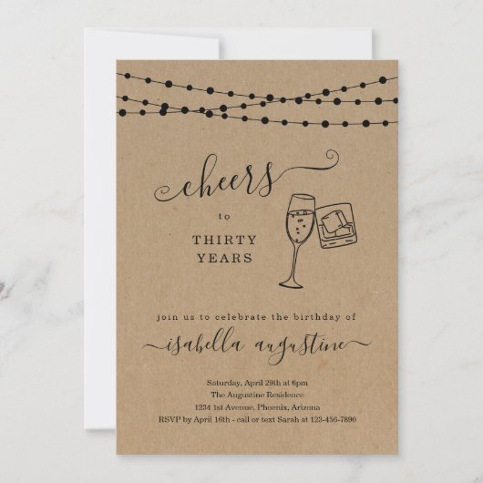 Cheers Champagne & Whiskey Birthday Invitation Kaart (Voorkant)