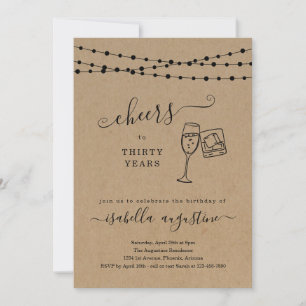 Cheers Champagne & Whiskey Birthday Invitation Kaart