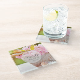 Cheers-Cherryblossom, editable bruiloft Glazen Onderzetter