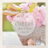 Cheers-Cherryblossom, editable bruiloft Glazen Onderzetter (Voorkant)