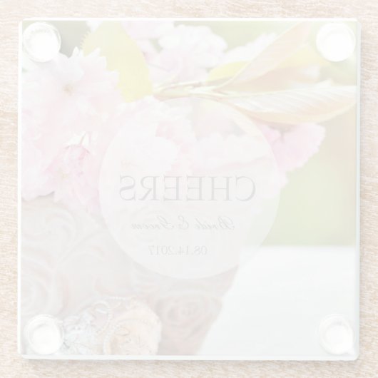 Cheers-Cherryblossom, editable bruiloft Glazen Onderzetter (Achterkant)