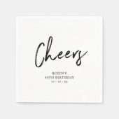 Cheers Chic Brush Script Adult Birthday Party Servet (Voorkant)