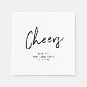 Cheers Chic Brush Script Adult Birthday Party Servet