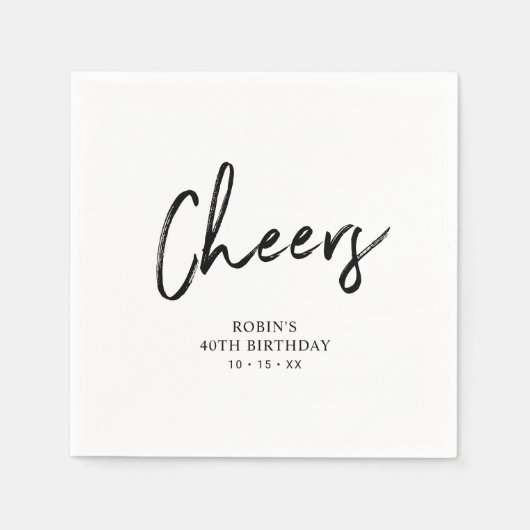 Cheers Chic Brush Script Adult Birthday Party Servet (Voorkant)