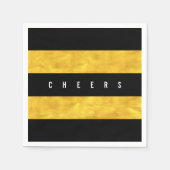 Cheers Chic Gold Foil Black Stripes Holiday Servet (Voorkant)