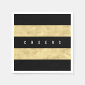 Cheers Chic Gold Foil Black Stripes Holiday Servetten (Voorkant)