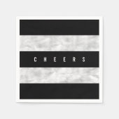 Cheers Chic Silver Foil Black Stripe Holiday Servetten (Voorkant)