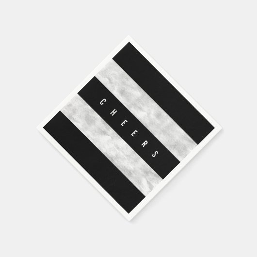 Cheers Chic Silver Foil Black Stripe Holiday Servetten (Hoek)