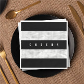 Cheers Chic Silver Foil Black Stripe Holiday Servetten