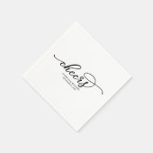 Cheers - Chic Zwarte Script Bruiloft Servet (Hoek)